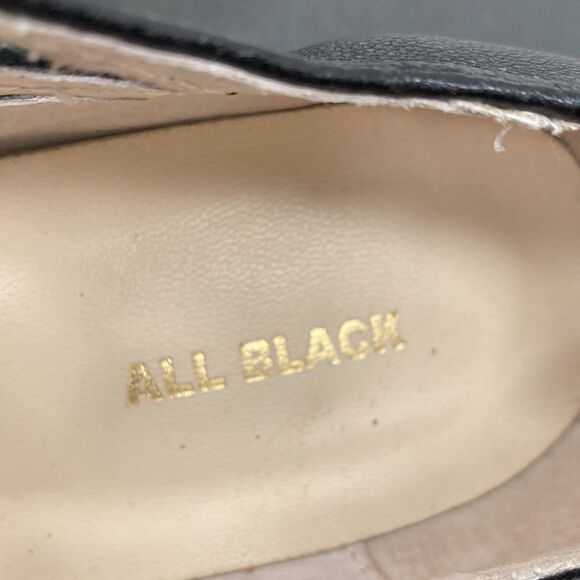 All Black the Brand Anthropologie Black Leather Cut Out Peep Toe Mary Jane Heels - Picture 4 of 12